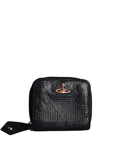 Vivienne Westwood Zip Around Purse,Black,Leather,1,(10)